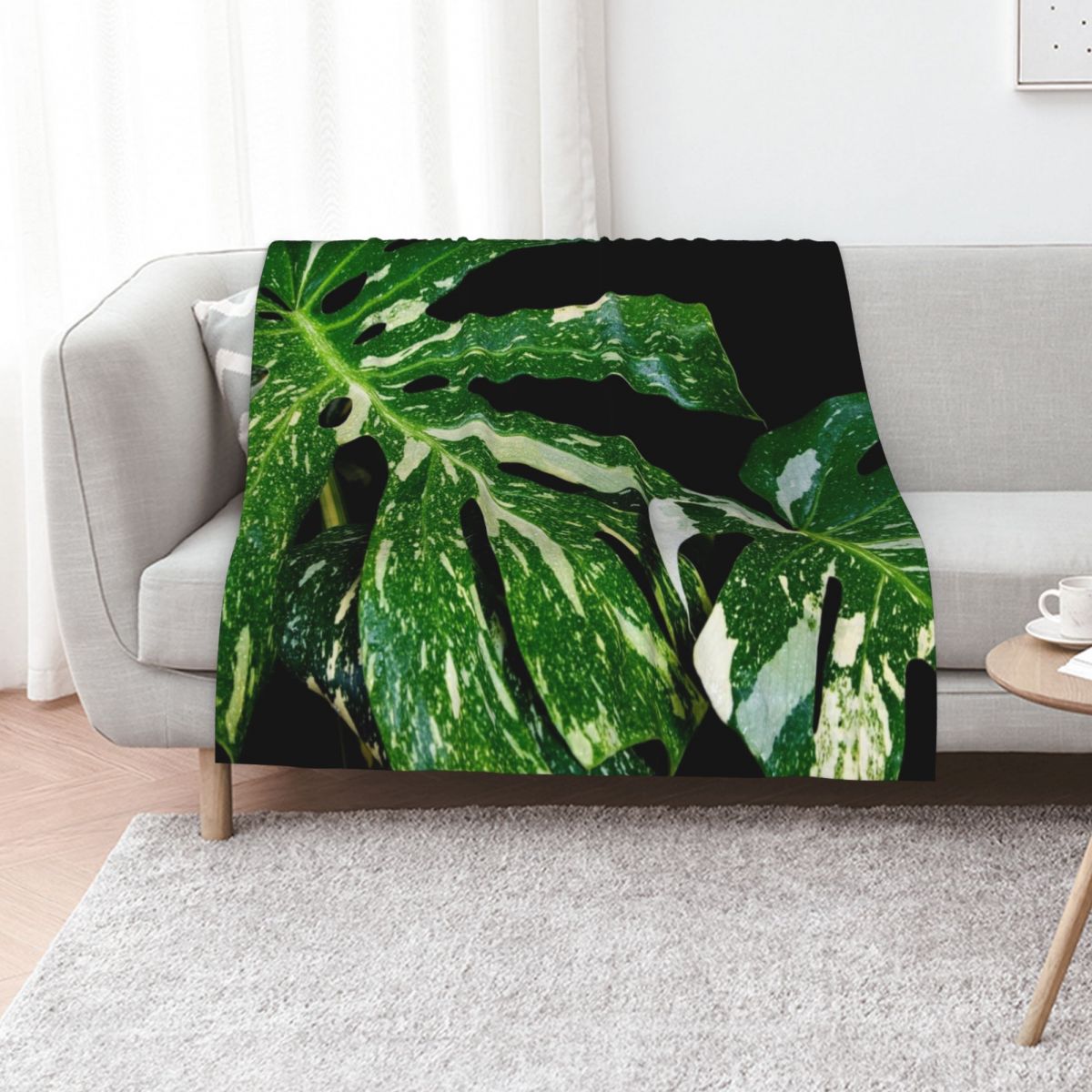 Monstera Thai Constellation - Manta decorativa con diseño de Monstera